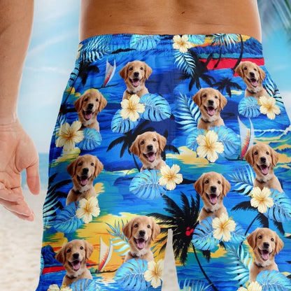 Personalized Sandy Paws Photo Hawaiian Beach Shorts