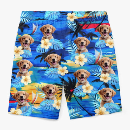 Personalized Sandy Paws Photo Hawaiian Beach Shorts