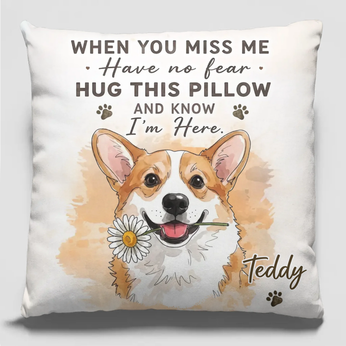 Personalized Pawprints Never Fade Pet Memorial Pillow