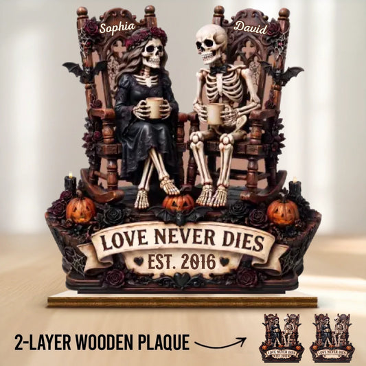 Custom Eternal Love Skeleton 2-Layered Wooden Plaque