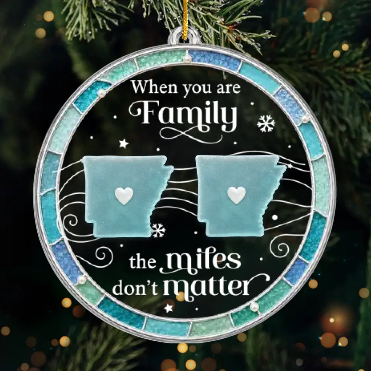 Custom Long Distance Acrylic Ornament