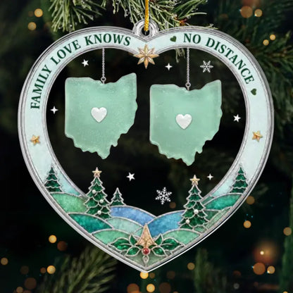 Custom Long Distance Family Ties Acrylic Ornament