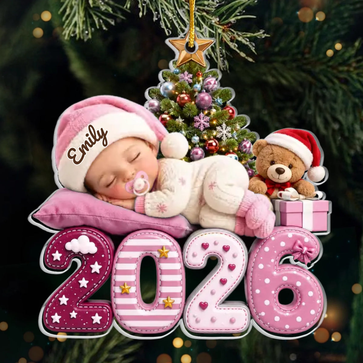Custom First Christmas Acrylic Ornament - Personalized Christmas Baby Shower, Gender Reveal Gifts For New Moms, New Dads, New Parents - Our Greatest Blessing Ever