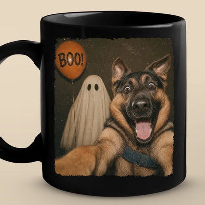 Custom Photo Funny Black Mug - Personalized Halloween Birthday Gifts For Dog Cat Lovers, Dog Dad And Mom, Cat Owners - Boos, Brews And Barks