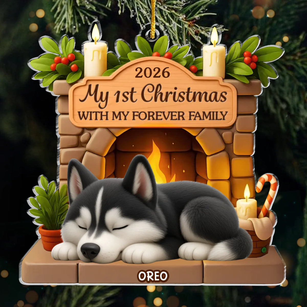 Custom First Christmas Acrylic Ornament - Personalized Christmas Birthday Gifts For Dog Lovers, Dog Dad And Mom - Pawsitively Loved This Christmas