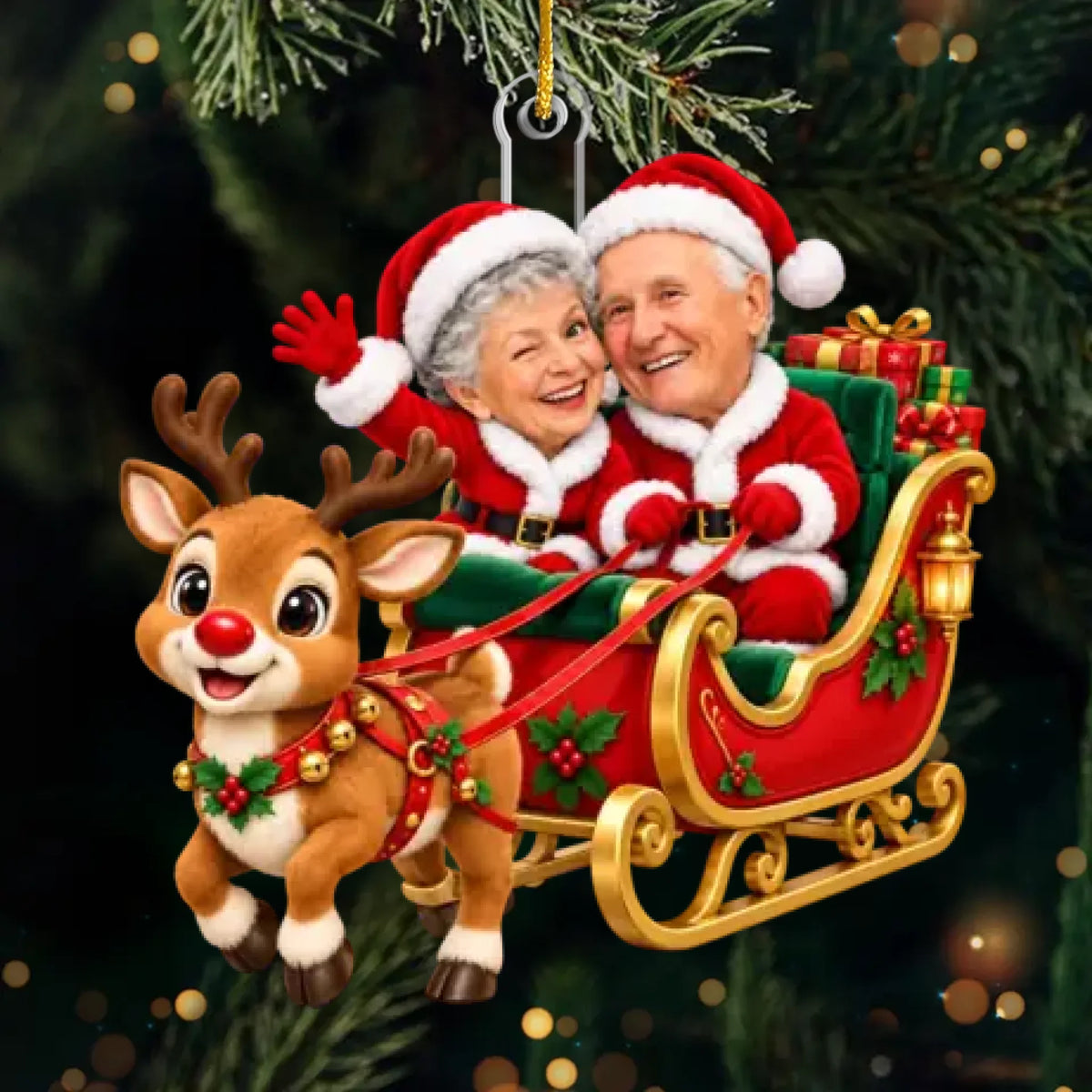 Personalized Riding Into Christmas Couple Ornament