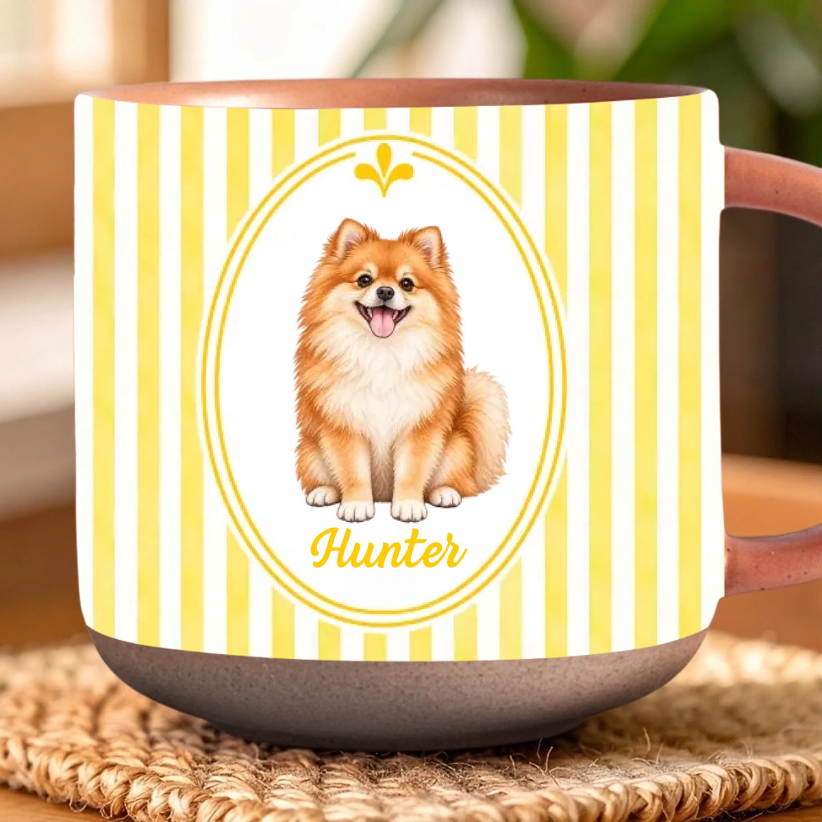 Personalized Striped Pet Portrait Pottery Mug