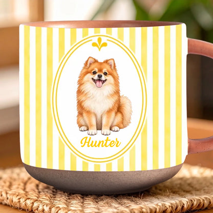 Personalized Striped Pet Portrait Pottery Mug
