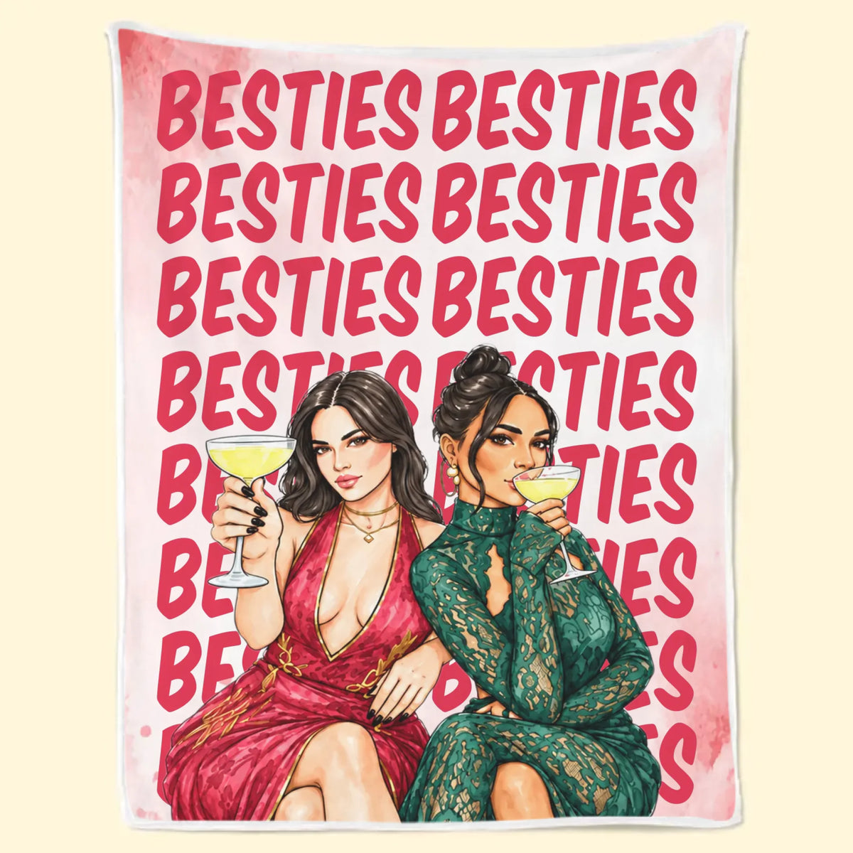Personalized Bestie Photo Name Fleece Blanket
