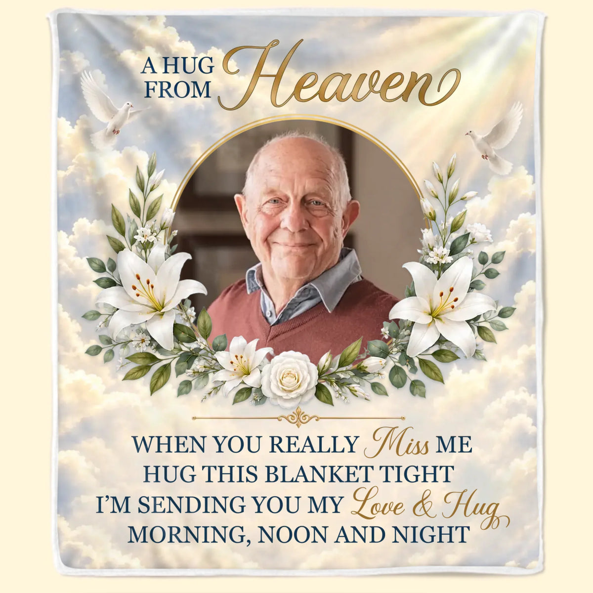 Personalized Heavenly Memorial Photo Fleece Blanket