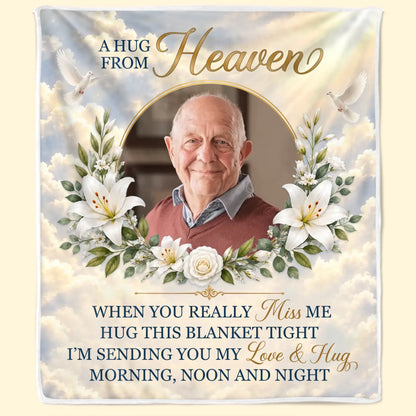 Personalized Heavenly Memorial Photo Fleece Blanket