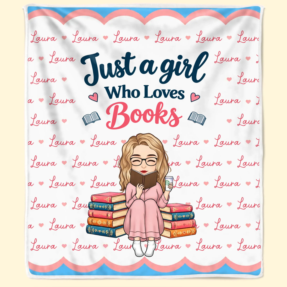 Personalized Just A Girl Who Loves Books Fleece Blanket