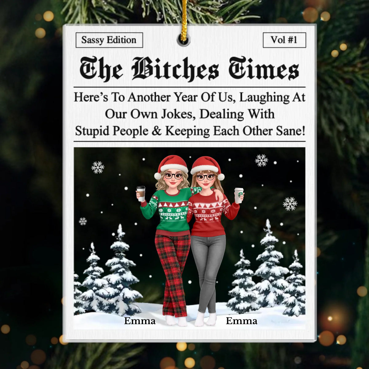 Personalized Funny Avatar Best Friends Christmas Ornament