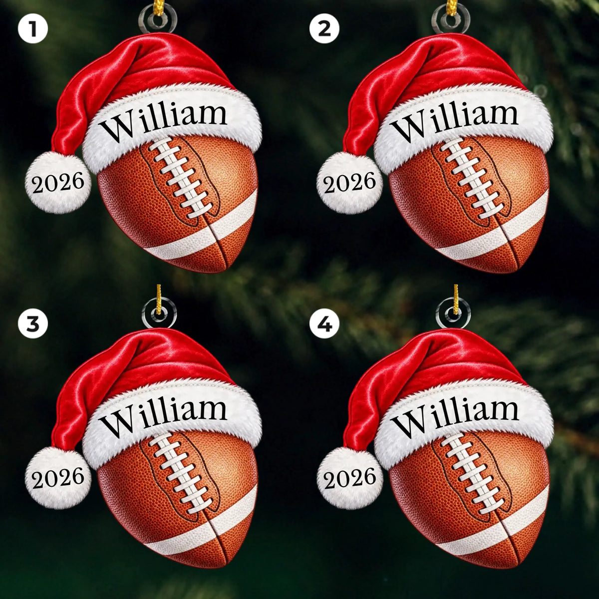 Personalized Custom Name Sports Ball Acrylic Ornament