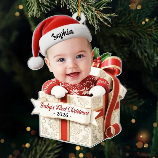 Personalized Baby First Christmas Gift Box Ornament