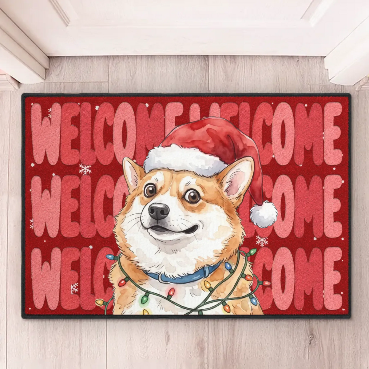 Custom Pet Photo Festive Welcome Decor - Personalized Decorative Mat