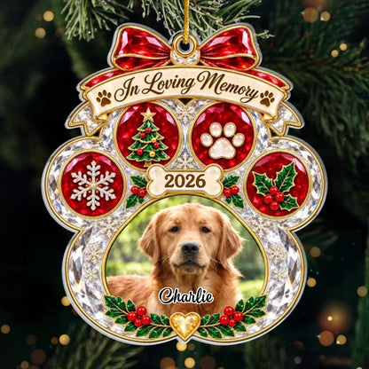 Personalized Pet Christmas Memorial Photo Acrylic Ornament