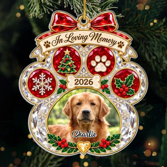 Personalized Pet Christmas Memorial Photo Acrylic Ornament