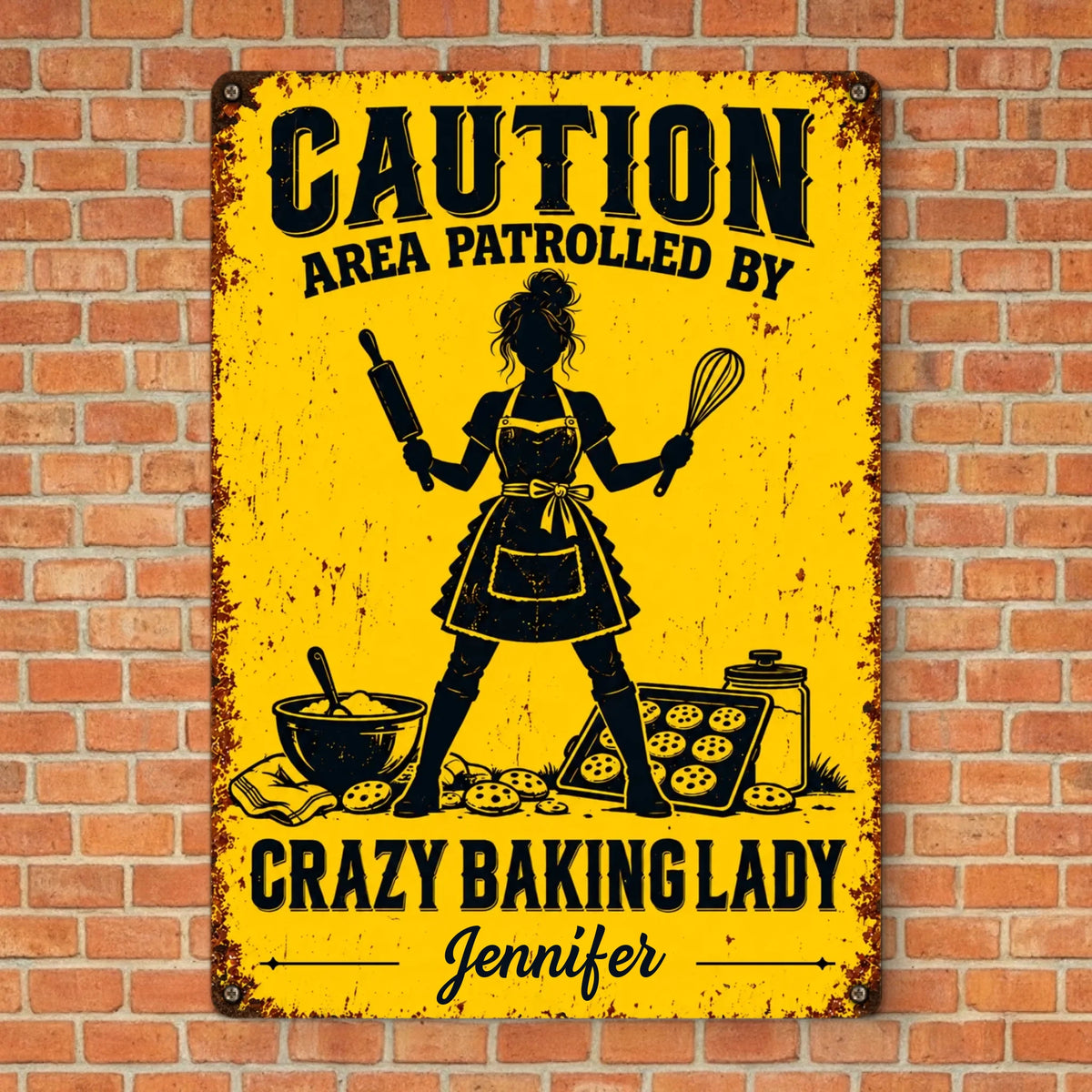 Custom Name Crazy Baking Gifts For Women - Personalized Metal Sign