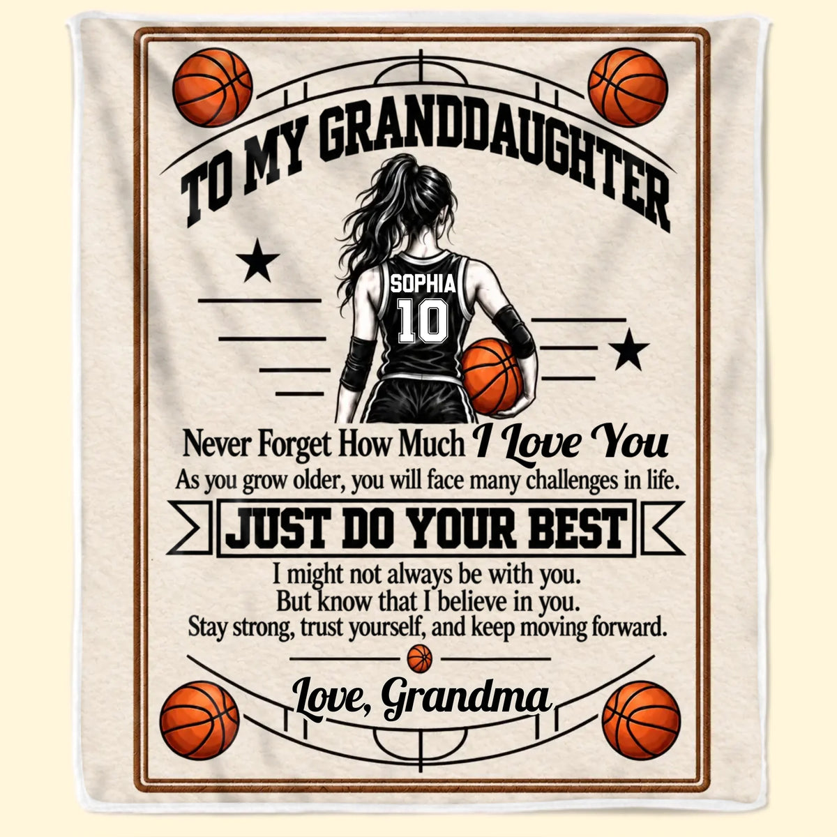 Personalized Basketball Star Gifts For Granddaughter Blanket