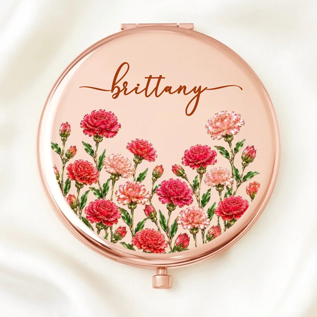 Personalized Birth Month Flower Botanical Name Compact Mirror