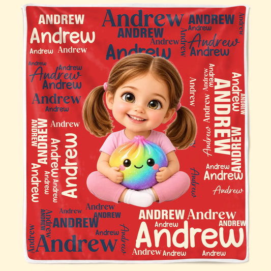 Personalized Rainbow Squishy Photo Fleece Blanket for Kids