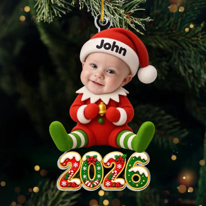 Custom Photo Christmas Elf Family Gifts - Personalized Acrylic Ornament