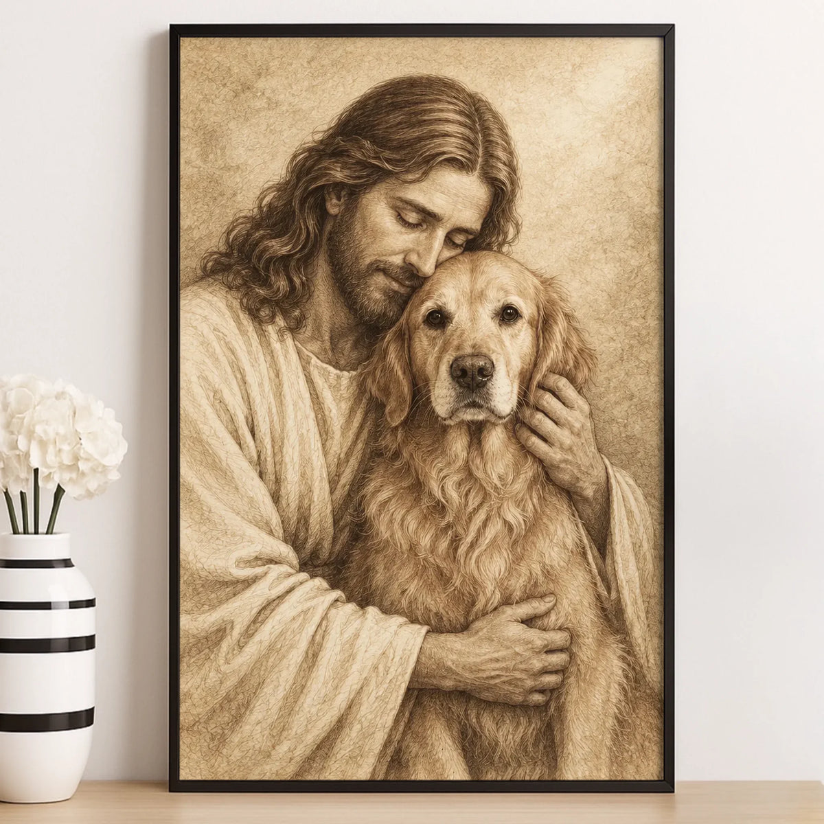 Custom Pet Photo Christian Dog Portrait Decor - Personalized Poster