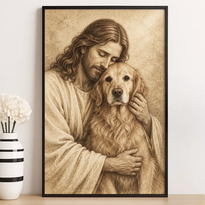 Custom Pet Photo Christian Dog Portrait Decor - Personalized Poster