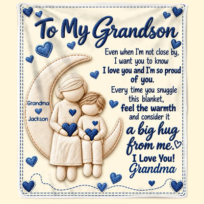 Personalized Grandma Love Custom Grandkids Names Fleece Blanket
