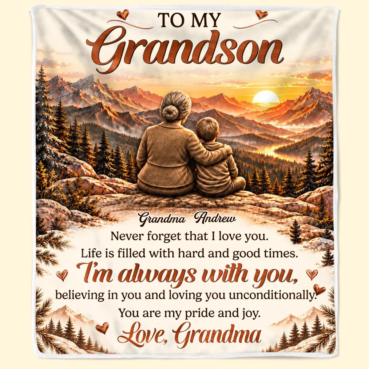 Personalized Grandma Loving Keepsake Quote Names Soft Throw Blanket