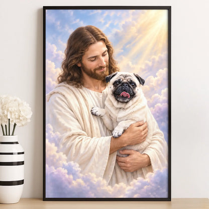 Personalized Heavenly Dog Pet Memorial Portrait Canvas Wall Art