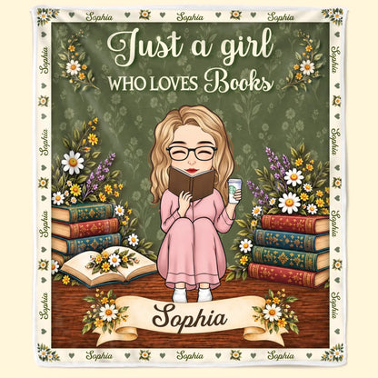 Personalized Floral Storytime Reader Custom Name Cozy Fleece Blanket