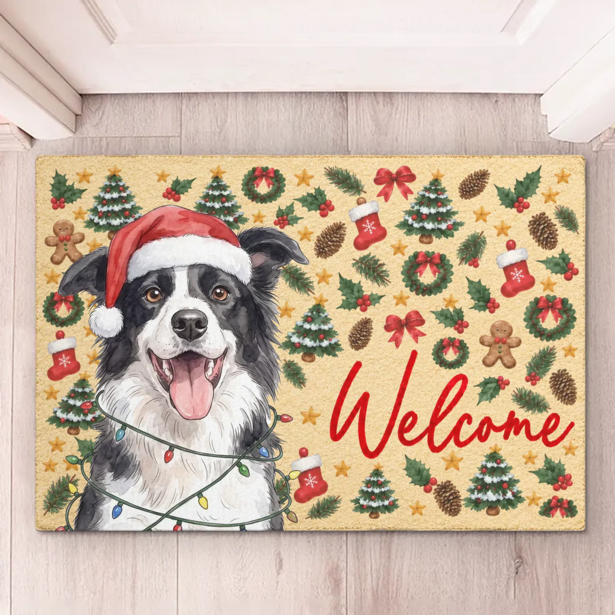Custom Photo Santa Pet Christmas Door Decor - Personalized Decorative Mat