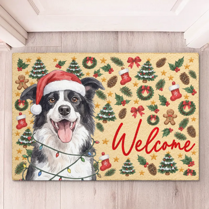 Custom Photo Santa Pet Christmas Door Decor - Personalized Decorative Mat