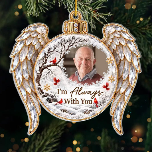 Personalized Memorial Angel Wings Portrait Acrylic Tree Ornament