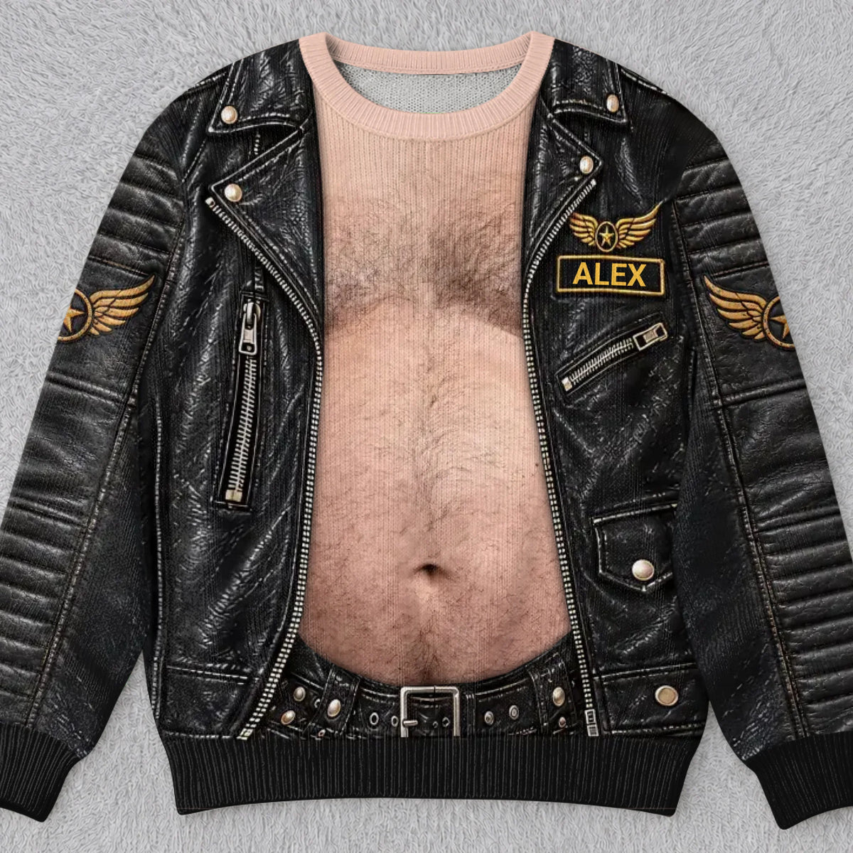 Custom Name Funny Biker Christmas Gifts for Couples - Personalized Ugly Sweatshirt