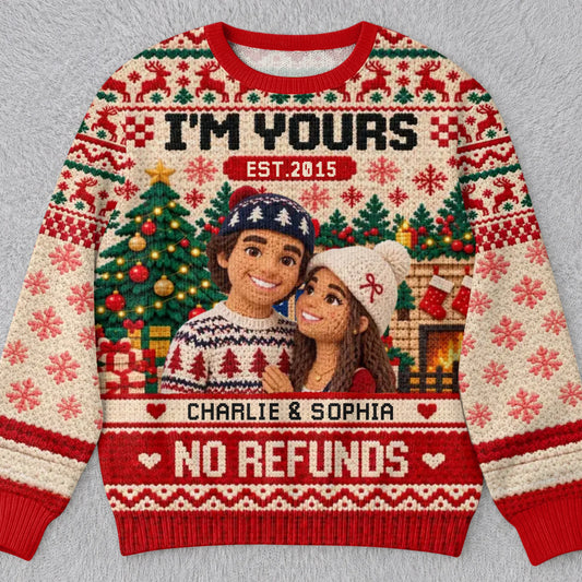 Personalized Funny Christmas Couple Face Photo Ugly Holiday Sweatshirt