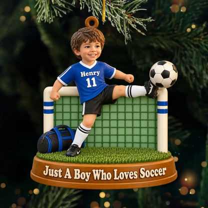 Custom Photo Soccer Christmas Gifts for Kids - Personalized Acrylic Ornament