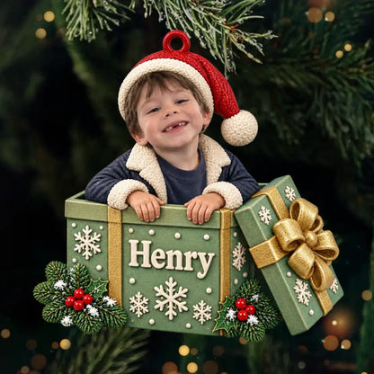 Custom Photo Gift Box Christmas Keepsake for Kids - Personalized Acrylic Ornament