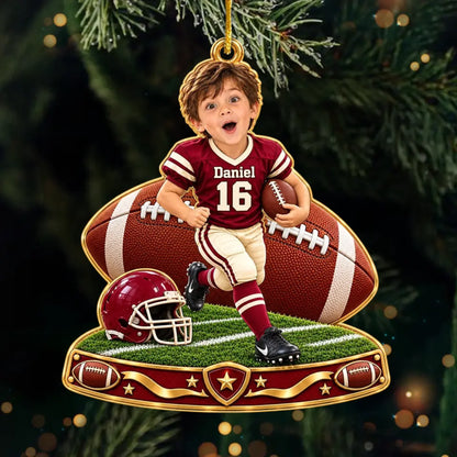 Custom Photo Football Christmas Gifts - Personalized Acrylic Ornament