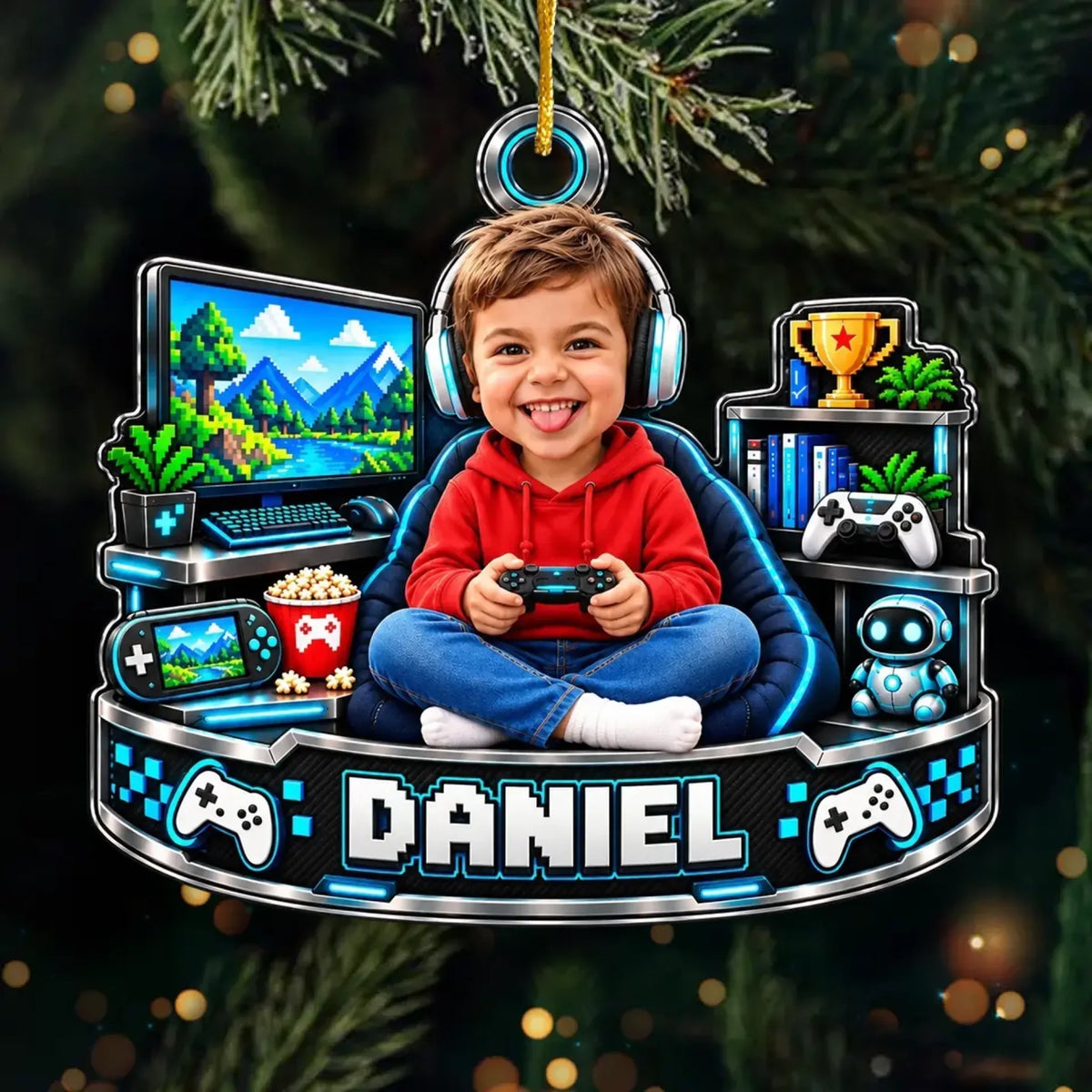 Custom Photo Gamer Christmas Gifts - Personalized Acrylic Ornament