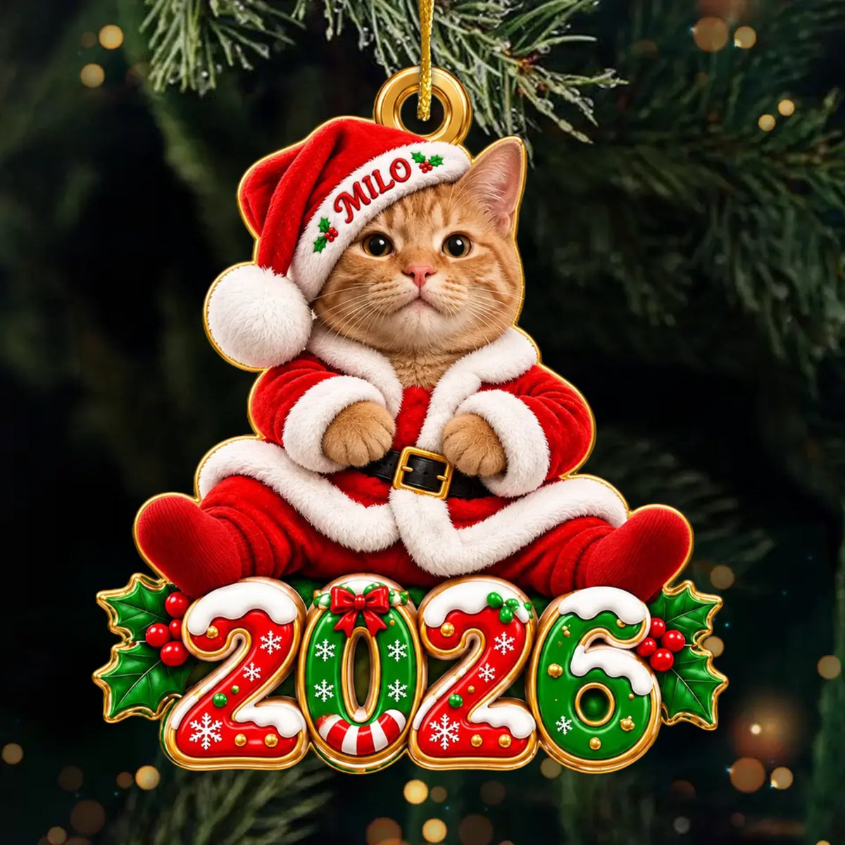 Personalized Pet Photo Santa Christmas Keepsake Acrylic Ornament