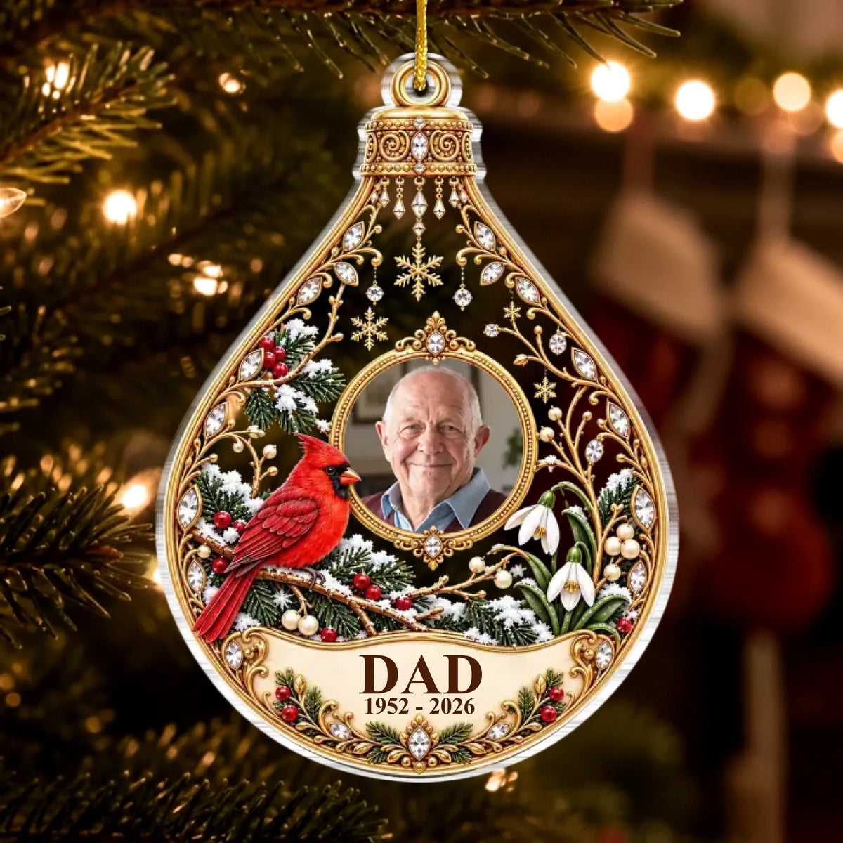 Personalized Photo Memorial Christmas Gifts for Dad Acrylic Ornament