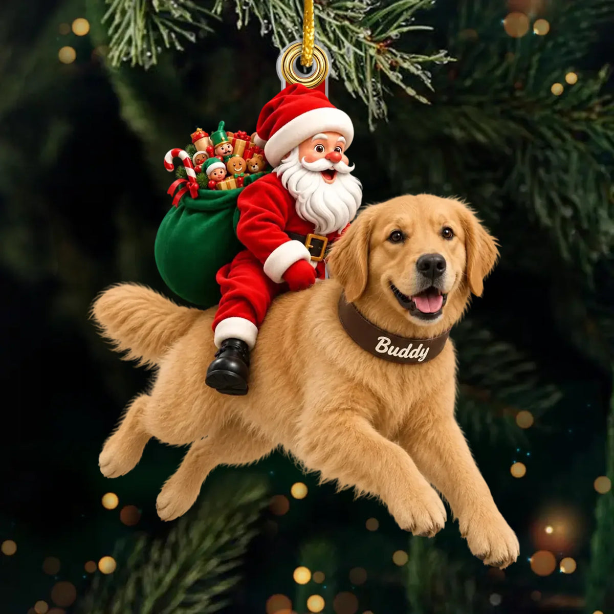 Personalized Pet Photo Santa Christmas Keepsake Gifts Acrylic Ornament