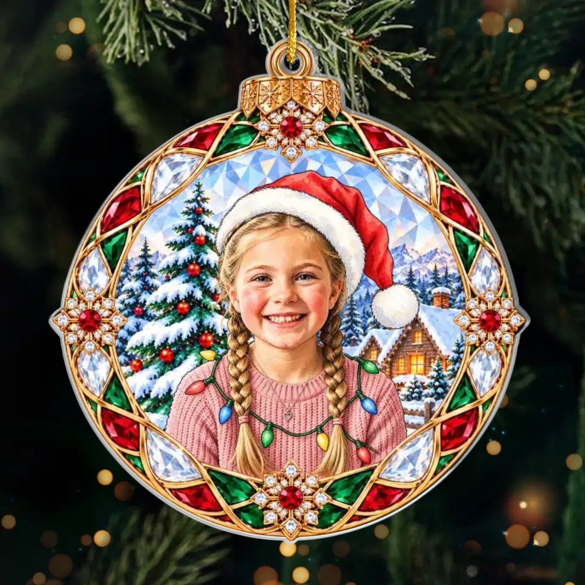 Personalized Photo Santa Hat Christmas Keepsakes Gifts Acrylic Ornament