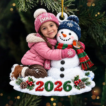 Custom Photo Christmas Snowman Gifts for Kids - Personalized Acrylic Ornament