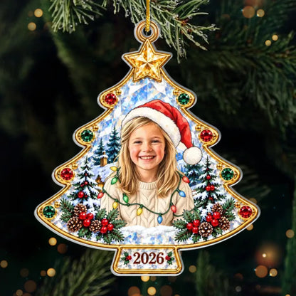 Custom Photo Christmas Tree Gifts For Kids - Personalized Acrylic Ornament