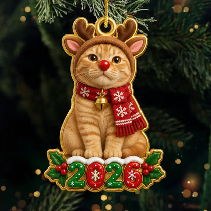 Custom Reindeer Pet Photo Christmas Keepsake - Personalized Acrylic Ornament