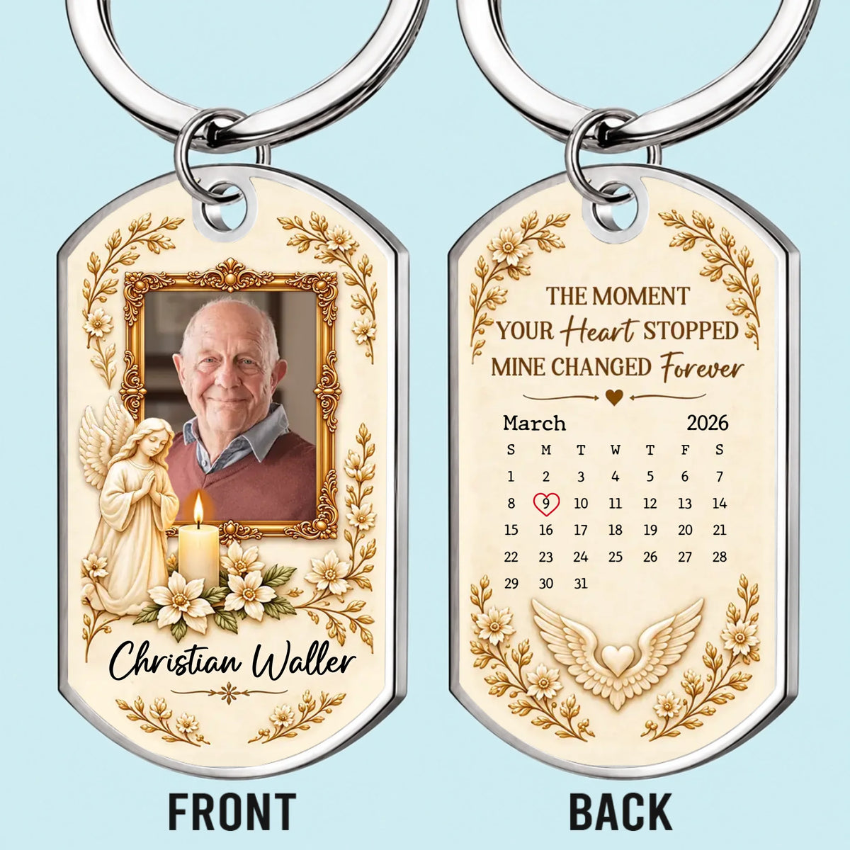 Custom Photo Memorial Angel Tribute Gifts - Personalized Keychain